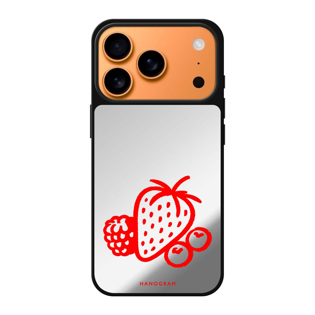 Berry Red Doodles iPhone 17 Pro Max Mirror Case - design view 1