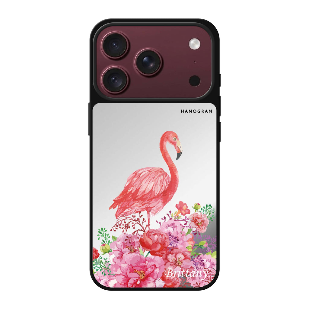 Flamingo & Flower personalized name flamingo flower animal floral iPhone 18 Pro Max mirror case