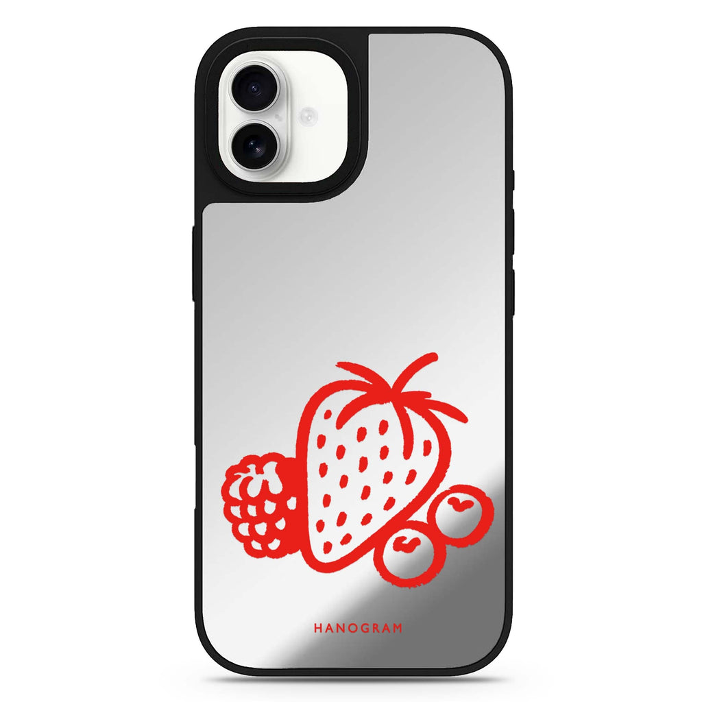 Berry Red Doodles iPhone 17 Mirror Case - View 1