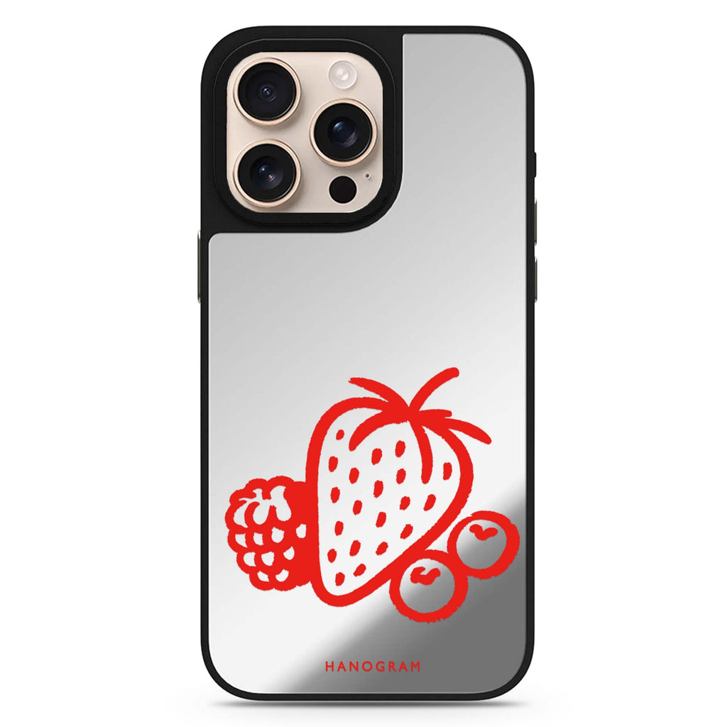 Berry Red Doodles MagSafe Compatible Mirror Case – design view 1