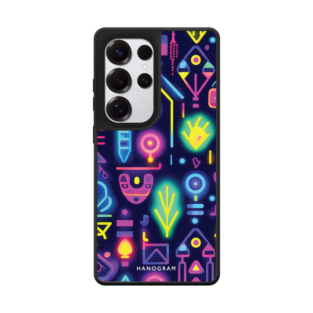 Neon Sparkle Samsung Galaxy S25 S24 S23 Ultra mirror case, front view
