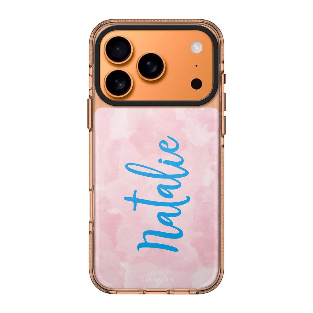 Pink Aqua personalized name blue pink graphic iPhone 17 Pro Max ultra clear case