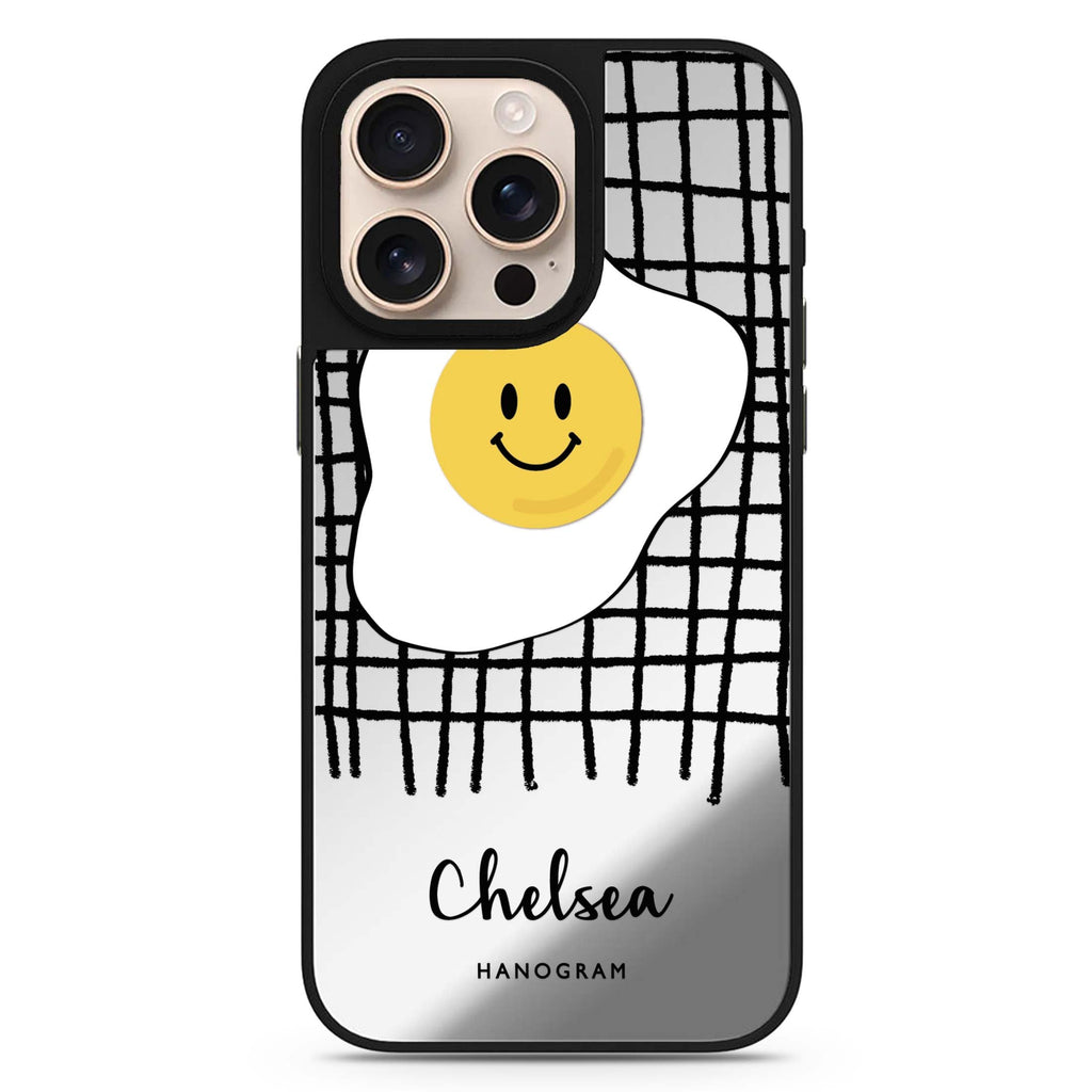 Funny Egg personalized name sleek reflective design iPhone 16/15/14 Pro Max & Pro mirror case