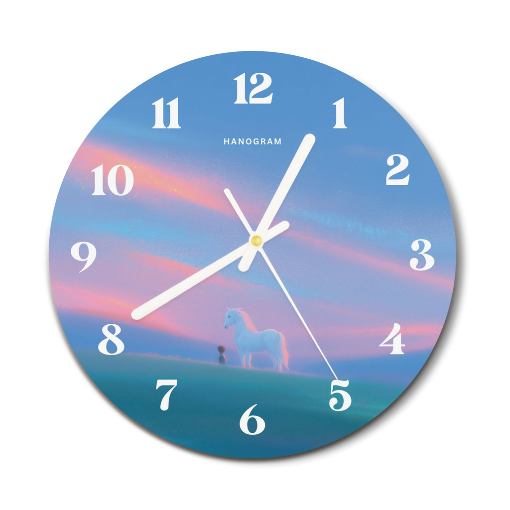 Dreamlight Unicorn premium glass wall clock, animal home decor clock, main view