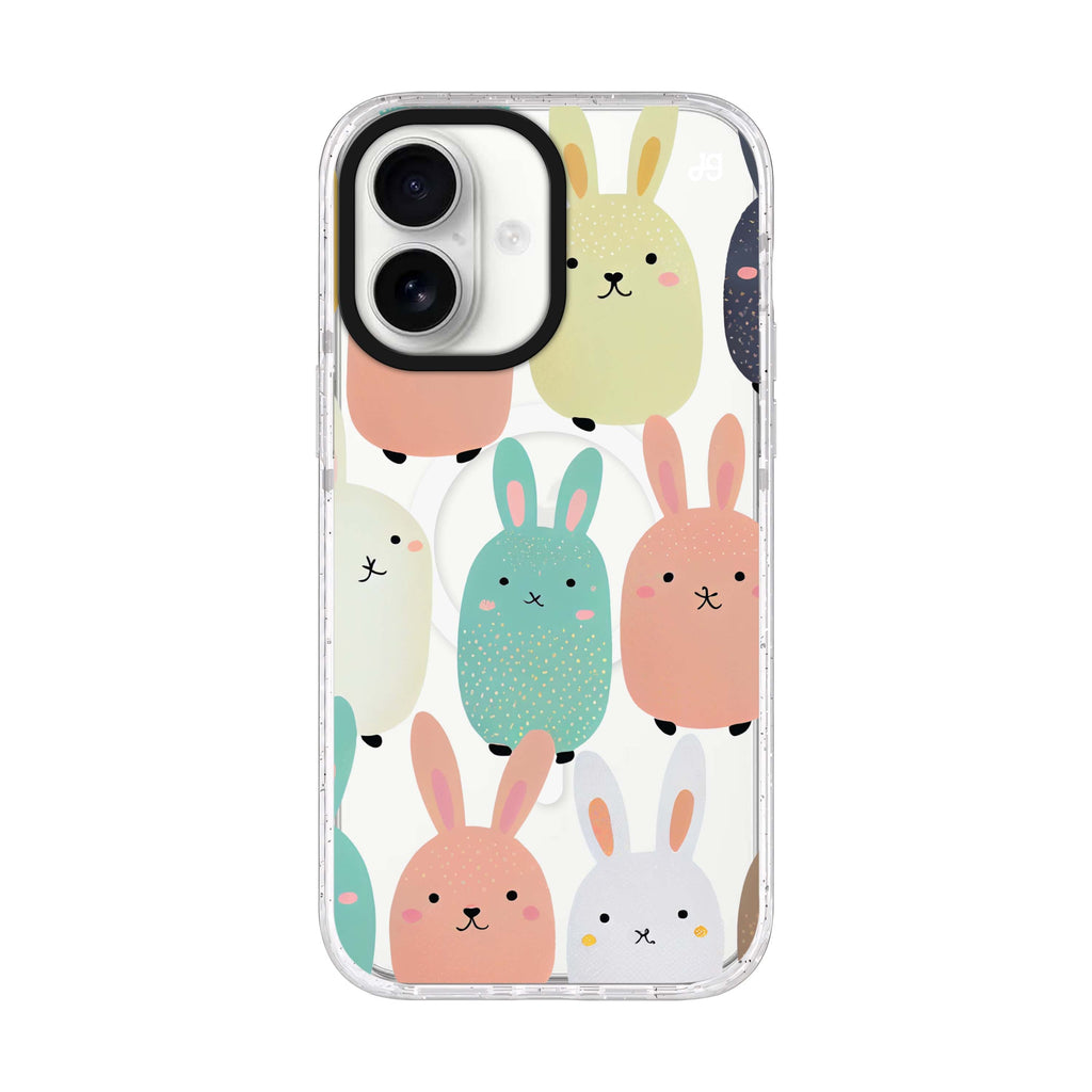 Cute Bunny iPhone 17 ultra clear MagSafe case, front product view