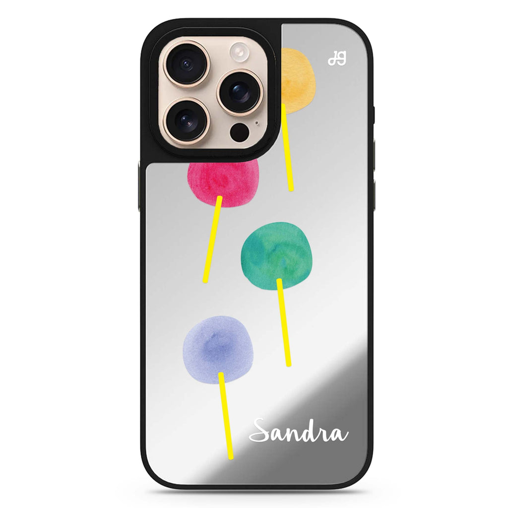 Colorful Candy I personalized name cute aesthetic design iPhone 16/15/14 Pro Max & Pro mirror case