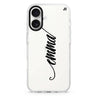 Vintage Writing custom name iPhone 16 and 16 Plus ultra clear case, transparent name artwork, front product view