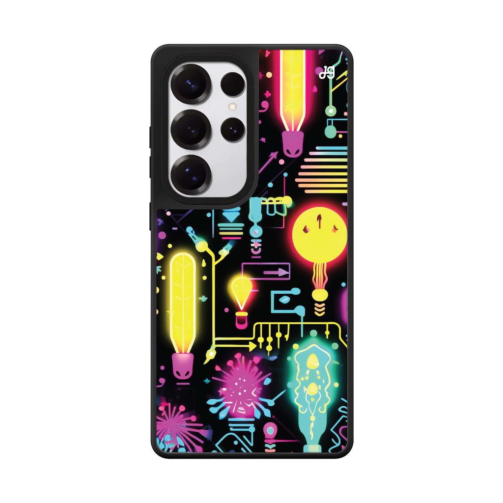Neon Cascade Samsung Galaxy S25 S24 S23 Ultra mirror case, front view