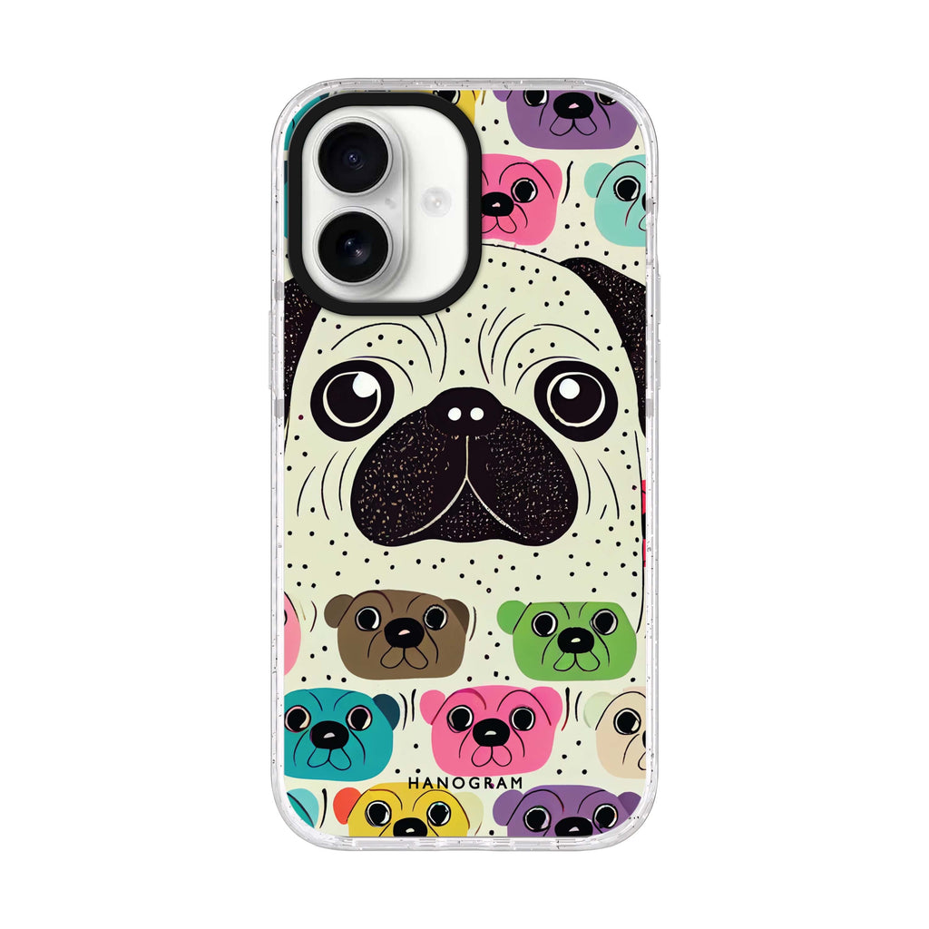 Pug Face iPhone 17 ultra clear MagSafe case, front product view