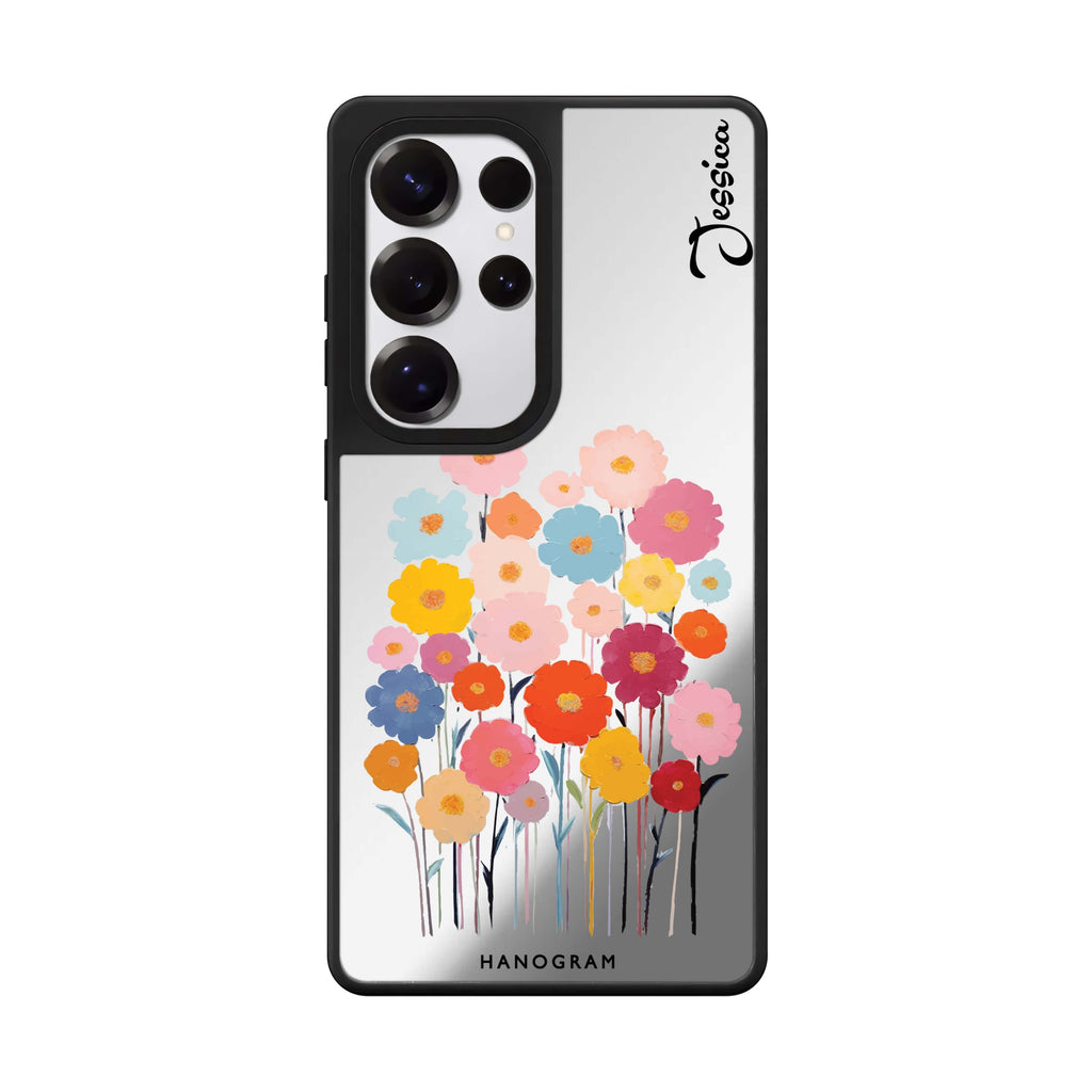 Custom Garden Blooms Samsung Galaxy S25 S24 S23 Ultra mirror case, front view