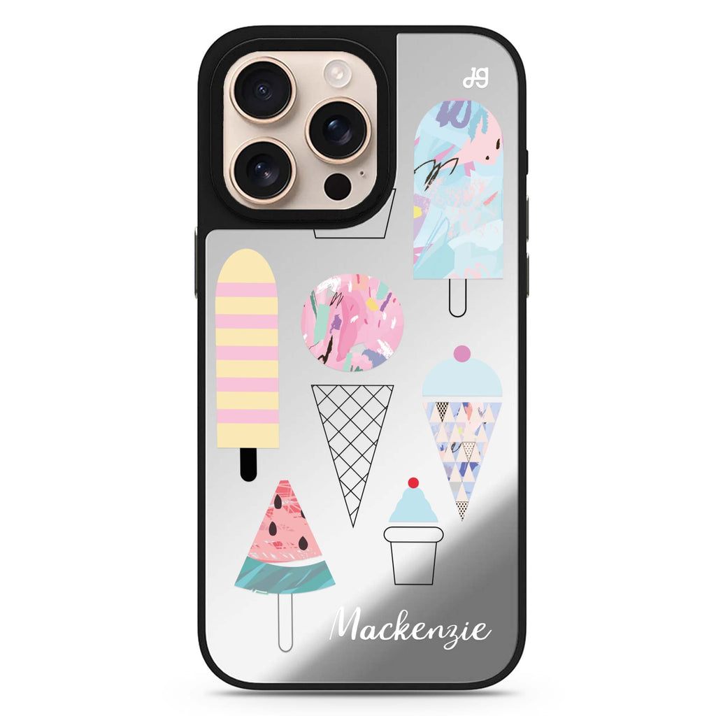 Reflective iPhone 16 Pro Mirror Case – Artistic Ice cream II Design
