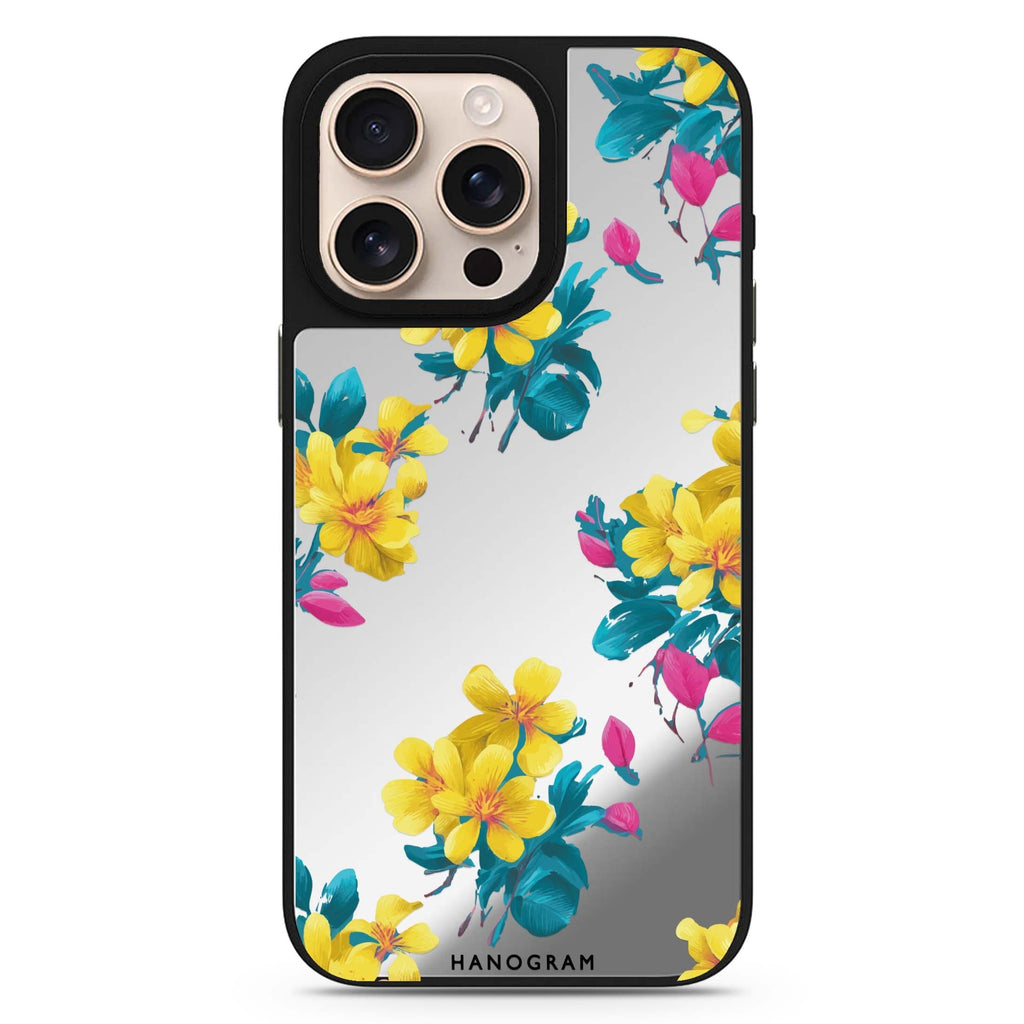 Tropical Bloom floral design iPhone 16/15/14 Pro Max & Pro mirror case