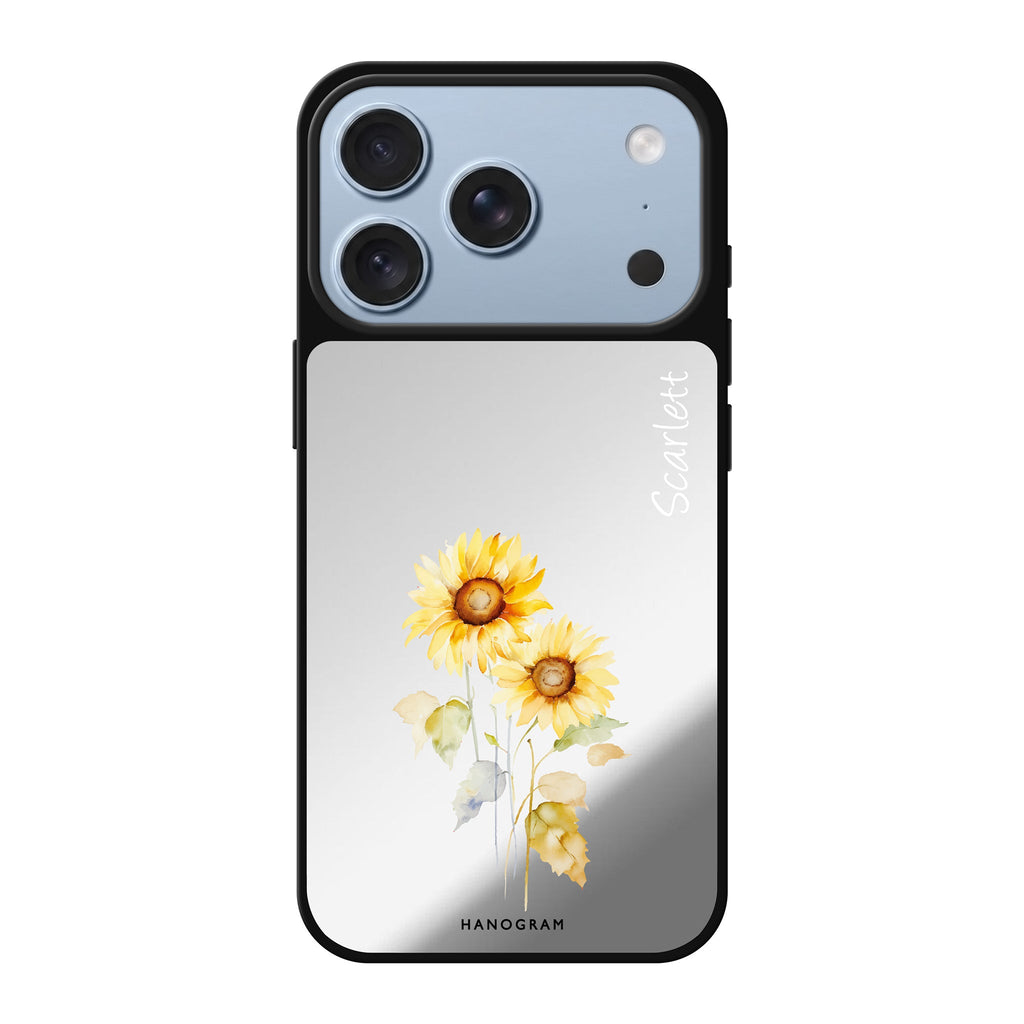 Sunny Blooms personalized name spring flower sun celestial iPhone 18 Pro Max mirror case