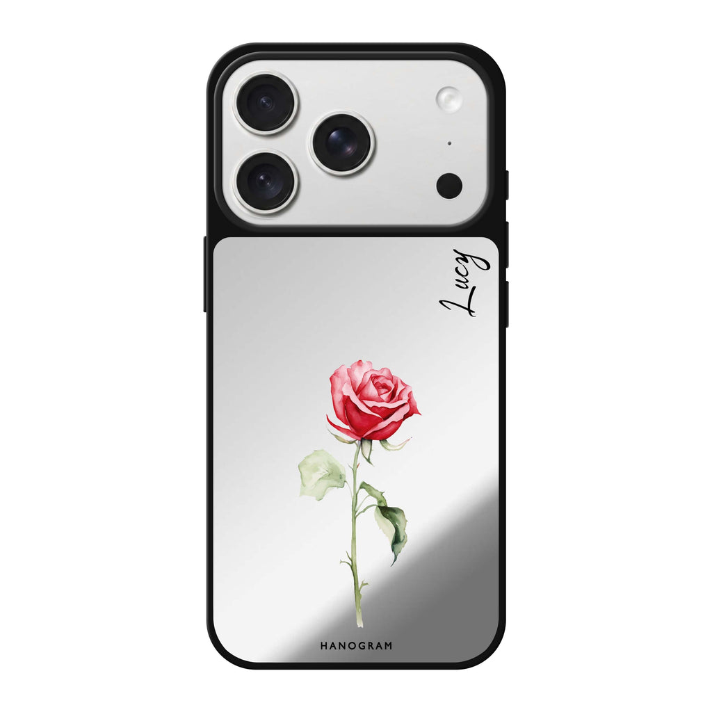 Rose Radiance personalized name pink flower floral iPhone 18 Pro Max mirror case