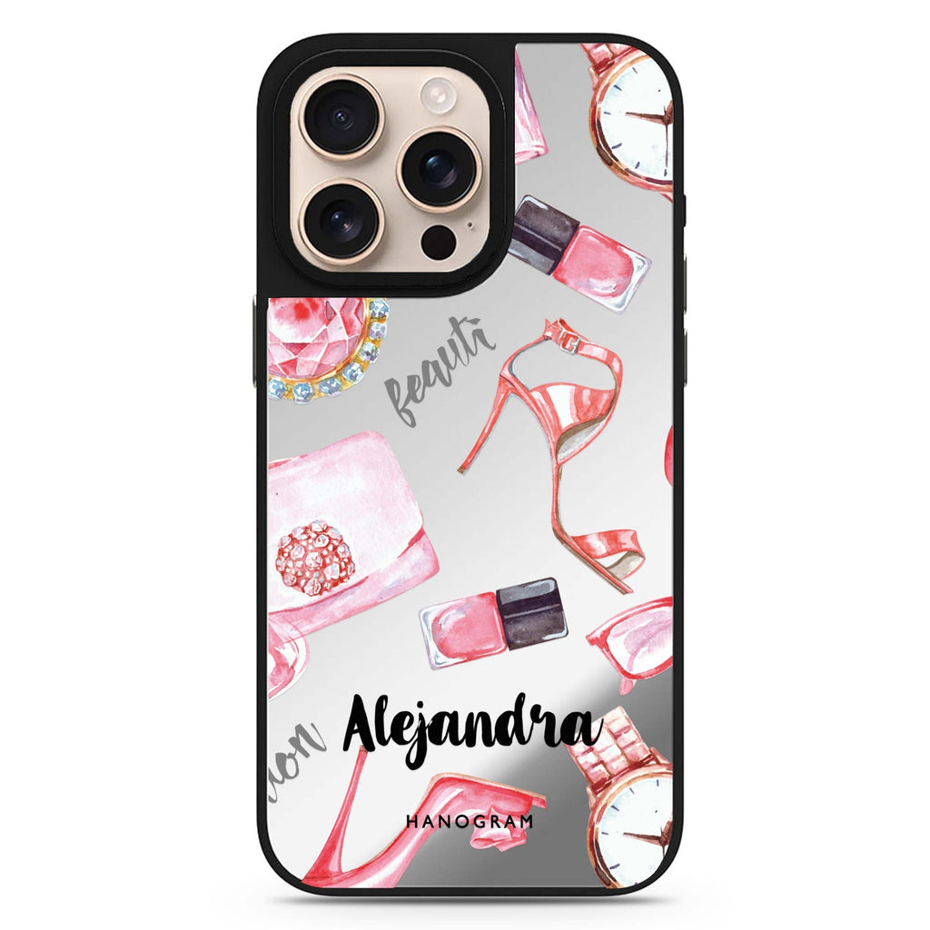 Fashion Sets II personalized name sleek reflective design iPhone 16/15/14 Pro Max & Pro mirror case