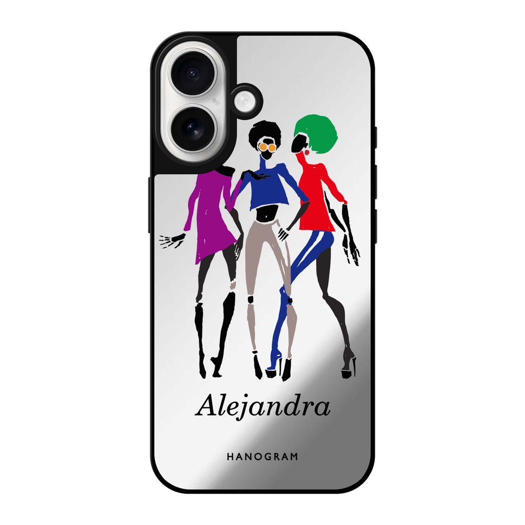 Reflective iPhone 16 Mirror Case –Artistic Girls Design