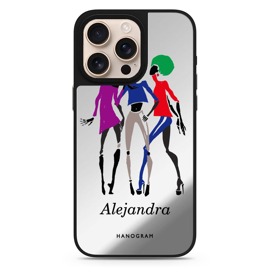 Artistic Girls personalized name art-inspired design iPhone 16/15/14 Pro Max & Pro mirror case