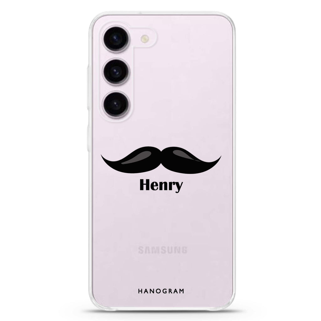 Moustache personalized ultra-clear case for Samsung Galaxy S23/S22, front view