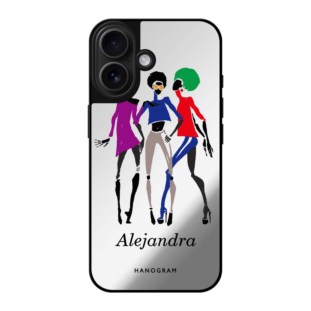 Reflective iPhone 16 Mirror Case –Artistic Girls Design