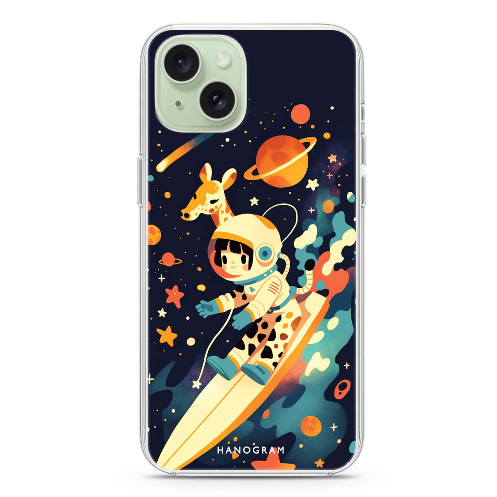 Space Giraffe iPhone 15 Plus MagSafe Compatible Ultra Clear Case