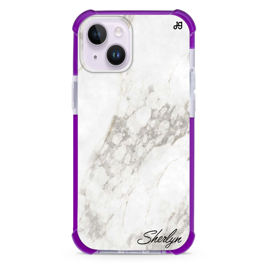 Simple White Marble iPhone 15 Plus Ultra Shockproof Case