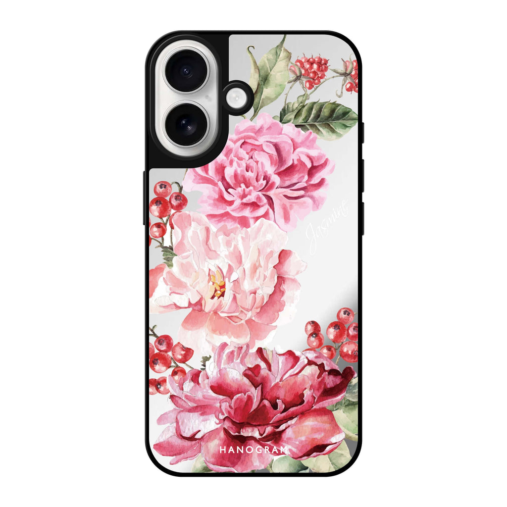 Reflective iPhone 16 Mirror Case –Pretty Watercolor Flowers Design