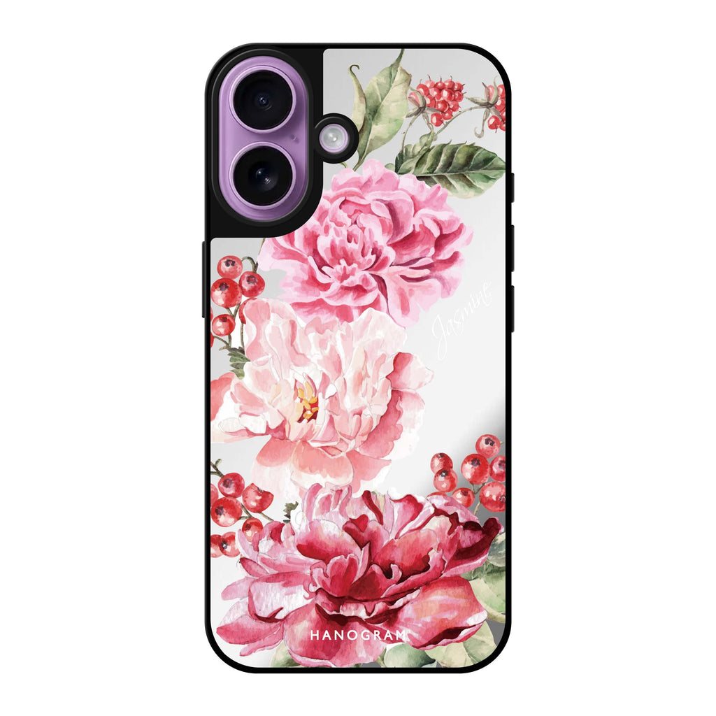 Reflective iPhone 16 Mirror Case –Pretty Watercolor Flowers Design