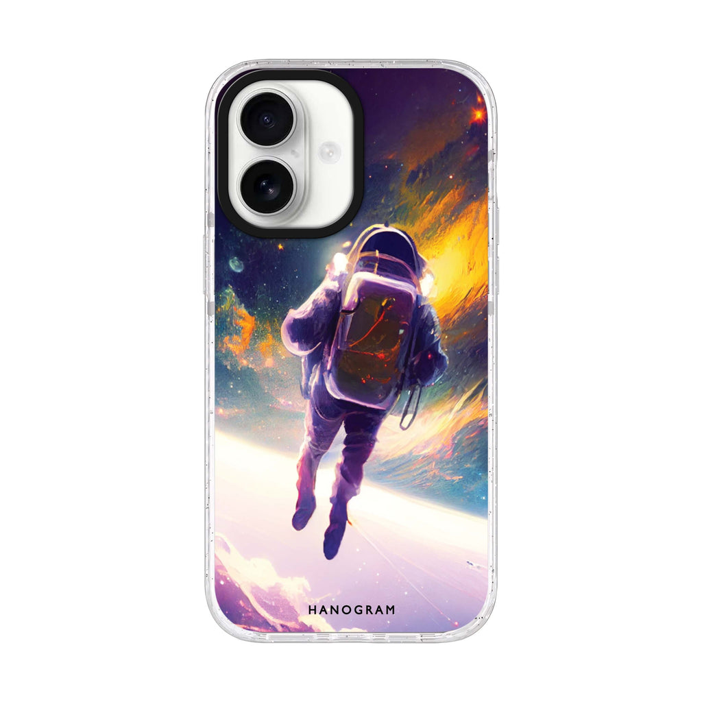 Flying Astronaut iPhone 17 ultra clear MagSafe case, front product view