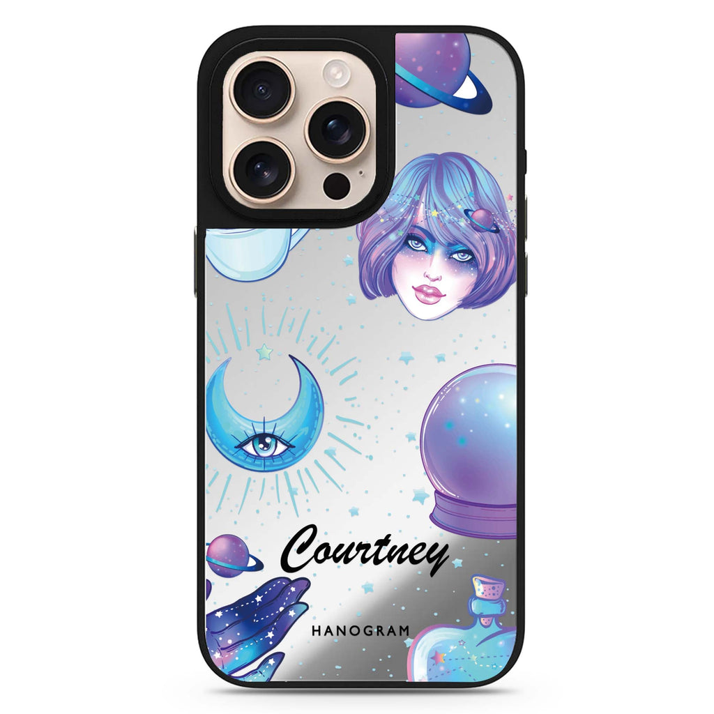 Nocturnal personalized name sleek reflective design iPhone 16/15/14 Pro Max & Pro mirror case