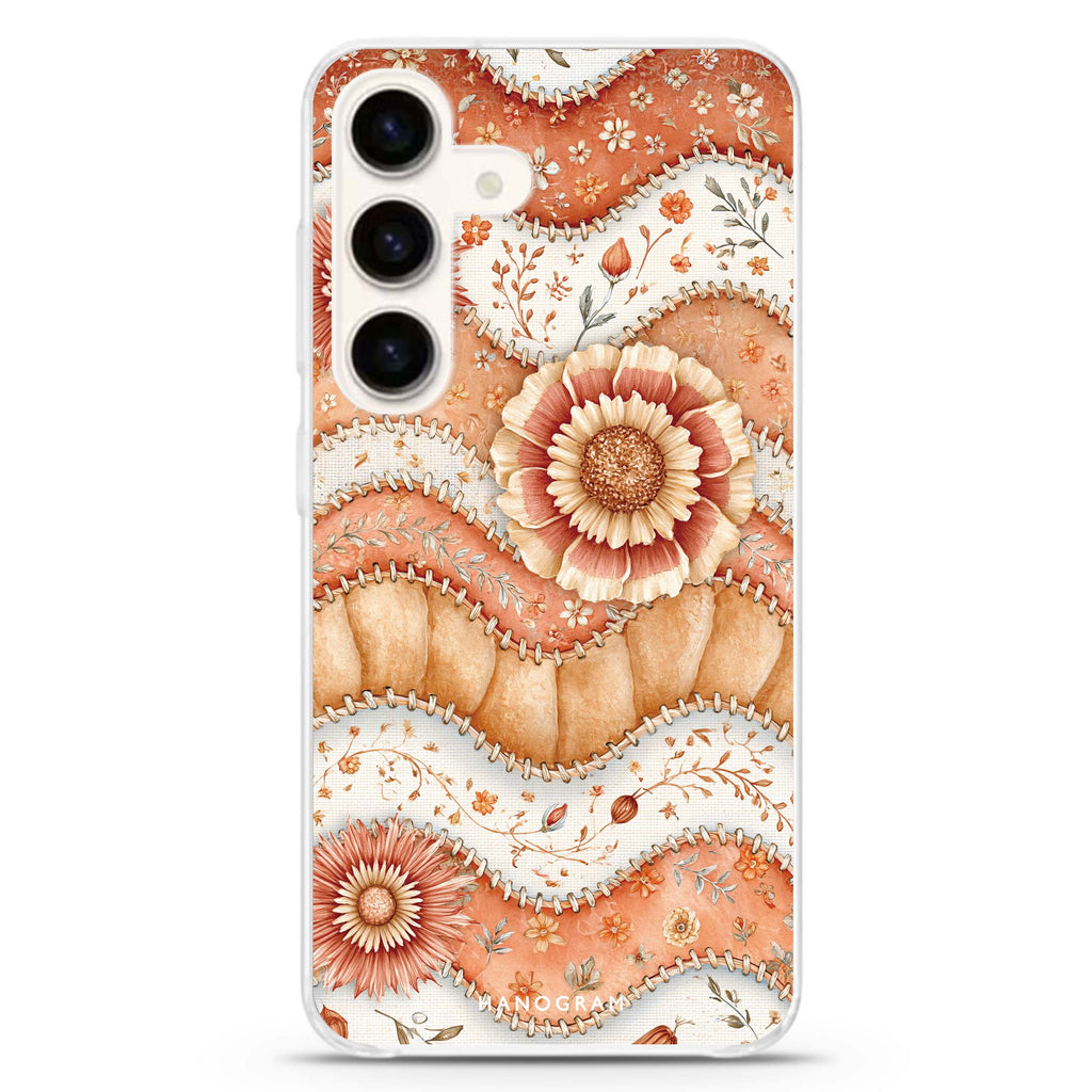 Apricot Petal Quilt Samsung Galaxy Ultra Clear Case — front view