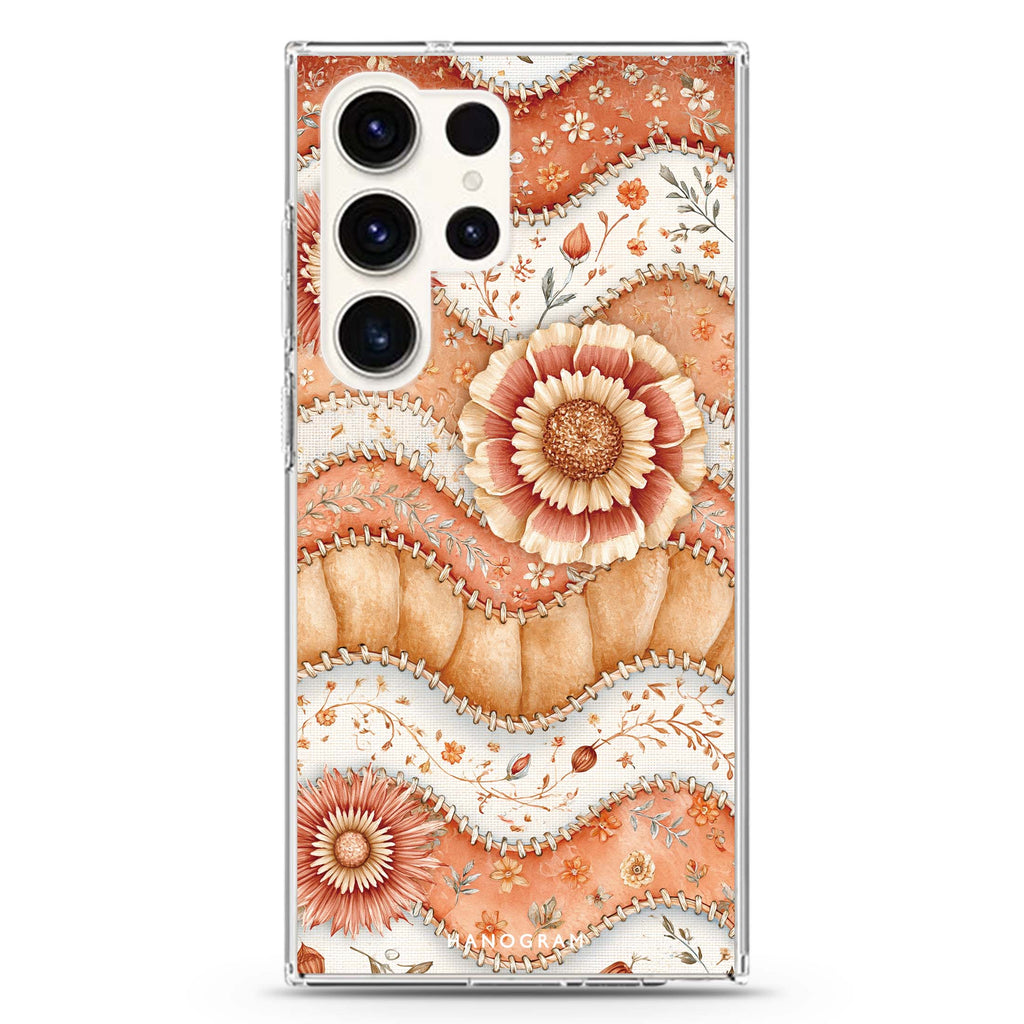 Apricot Petal Quilt Samsung Galaxy Ultra Clear Case — front view