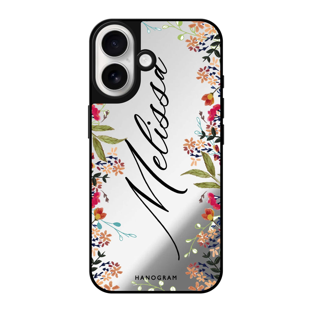 Reflective iPhone 16 Mirror Case –Rustic Garden Design