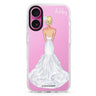 Bride Moment III custom name iPhone 16 and 16 Plus ultra clear case, transparent graphic artwork, front product view