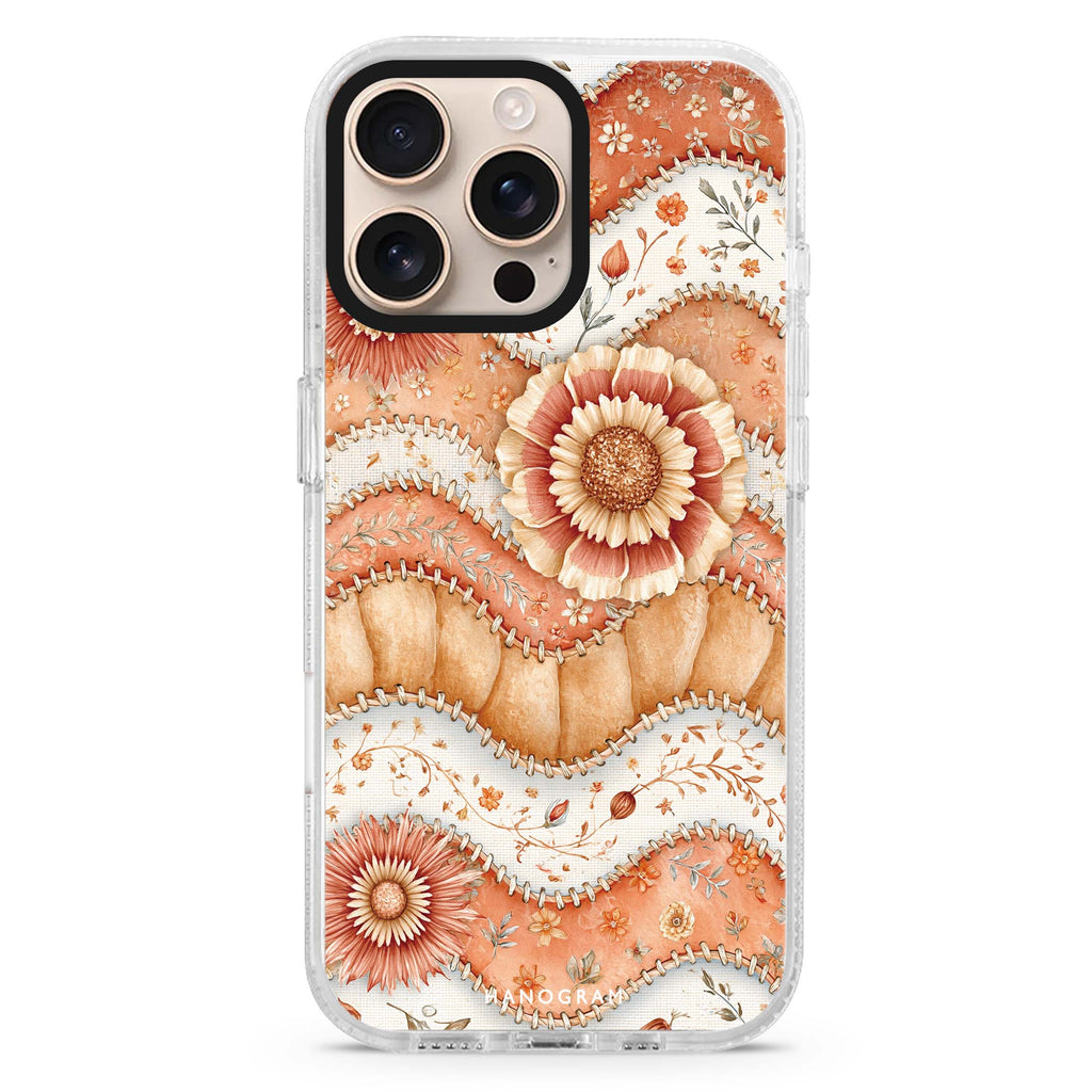 Apricot Petal Quilt iPhone 16 Pro Max Ultra Clear Case - front view