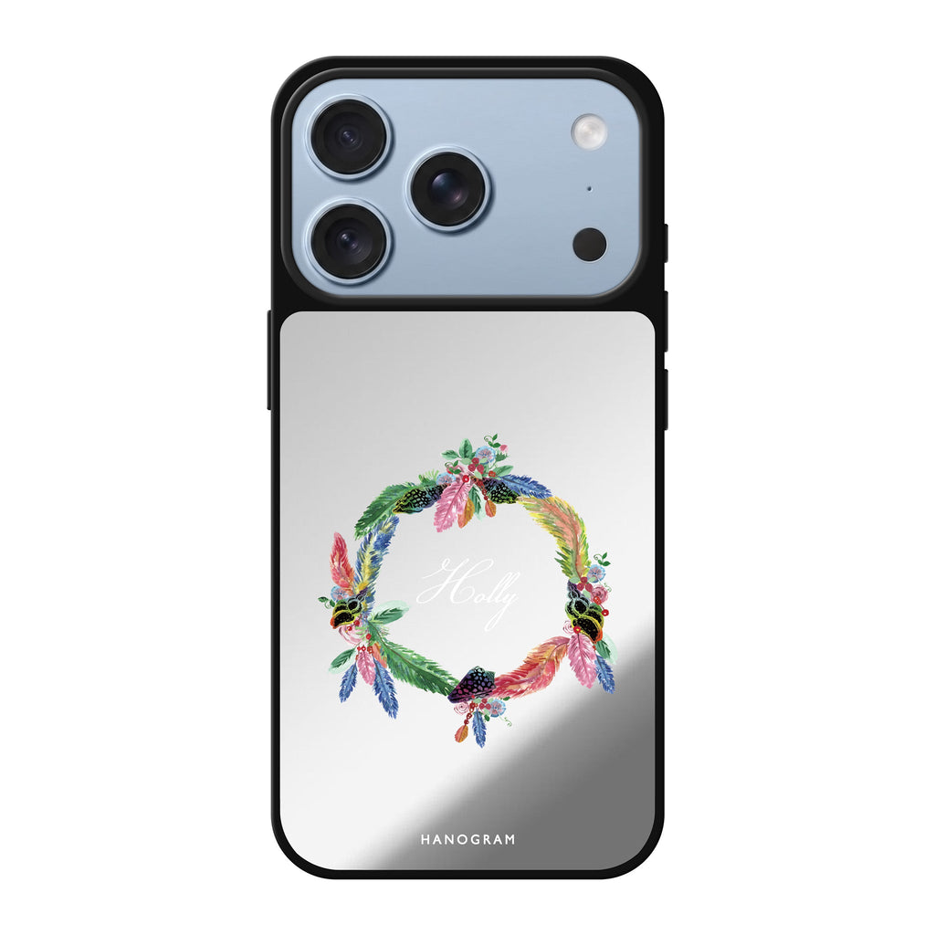 Watercolour Feather personalized name bird animal watercolor iPhone 18 Pro Max mirror case