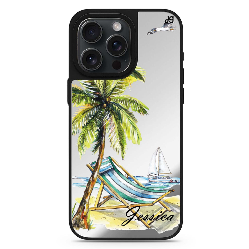 Summer on the Beach personalized name MagSafe mirror case for iPhone 16/15/14 Pro Max and Pro, main view