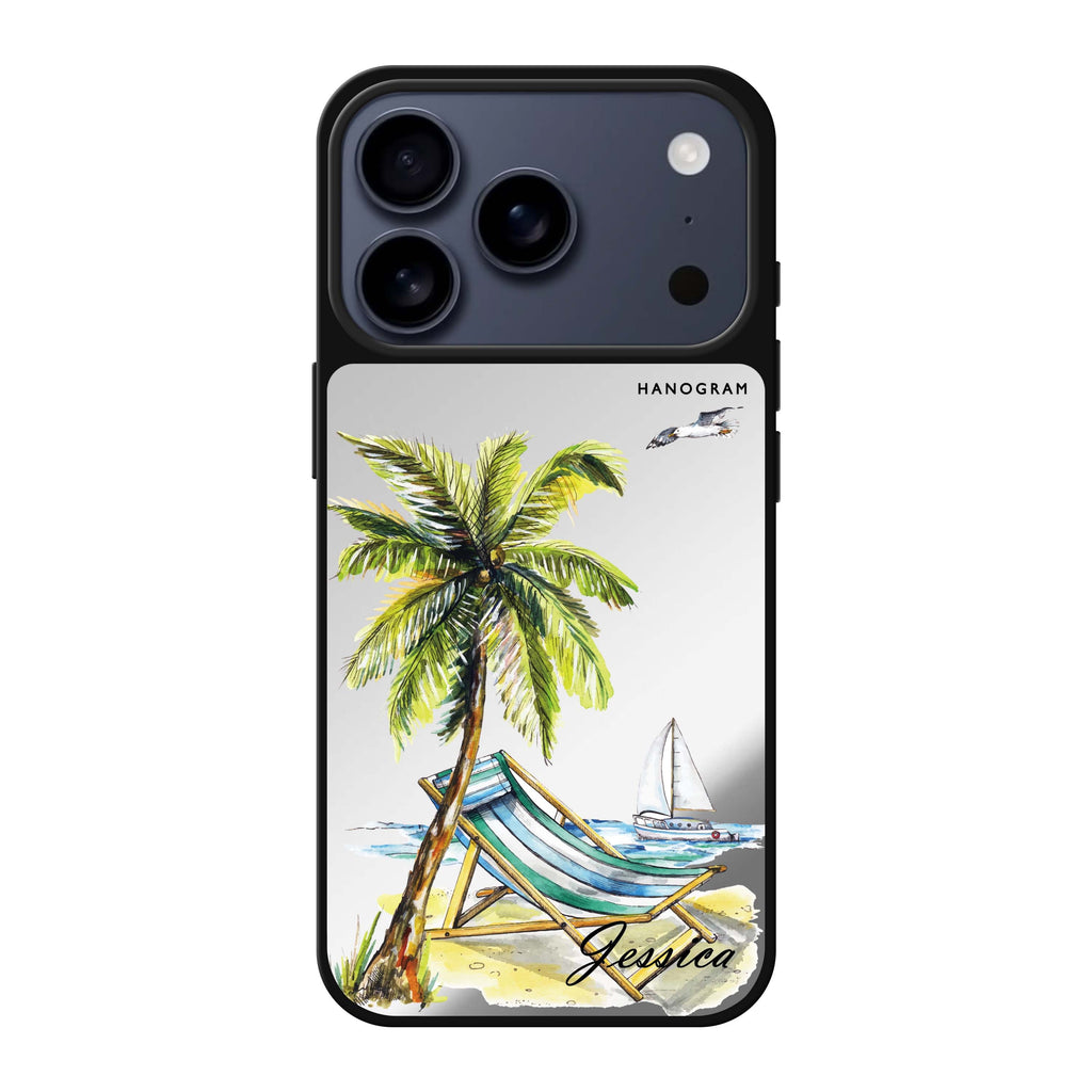 Summer on the beach personalized name summer nature iPhone 17 Pro Max mirror case