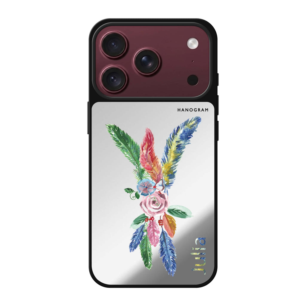 Feather Love personalized name valentines bird heart animal iPhone 18 Pro Max mirror case