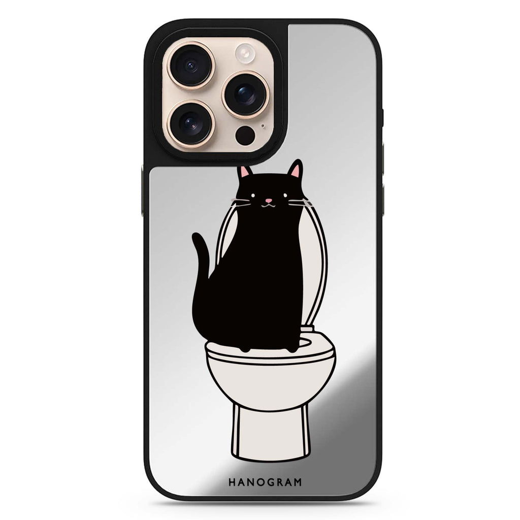 Toilet Cat cat design iPhone 16/15/14 Pro Max & Pro mirror case