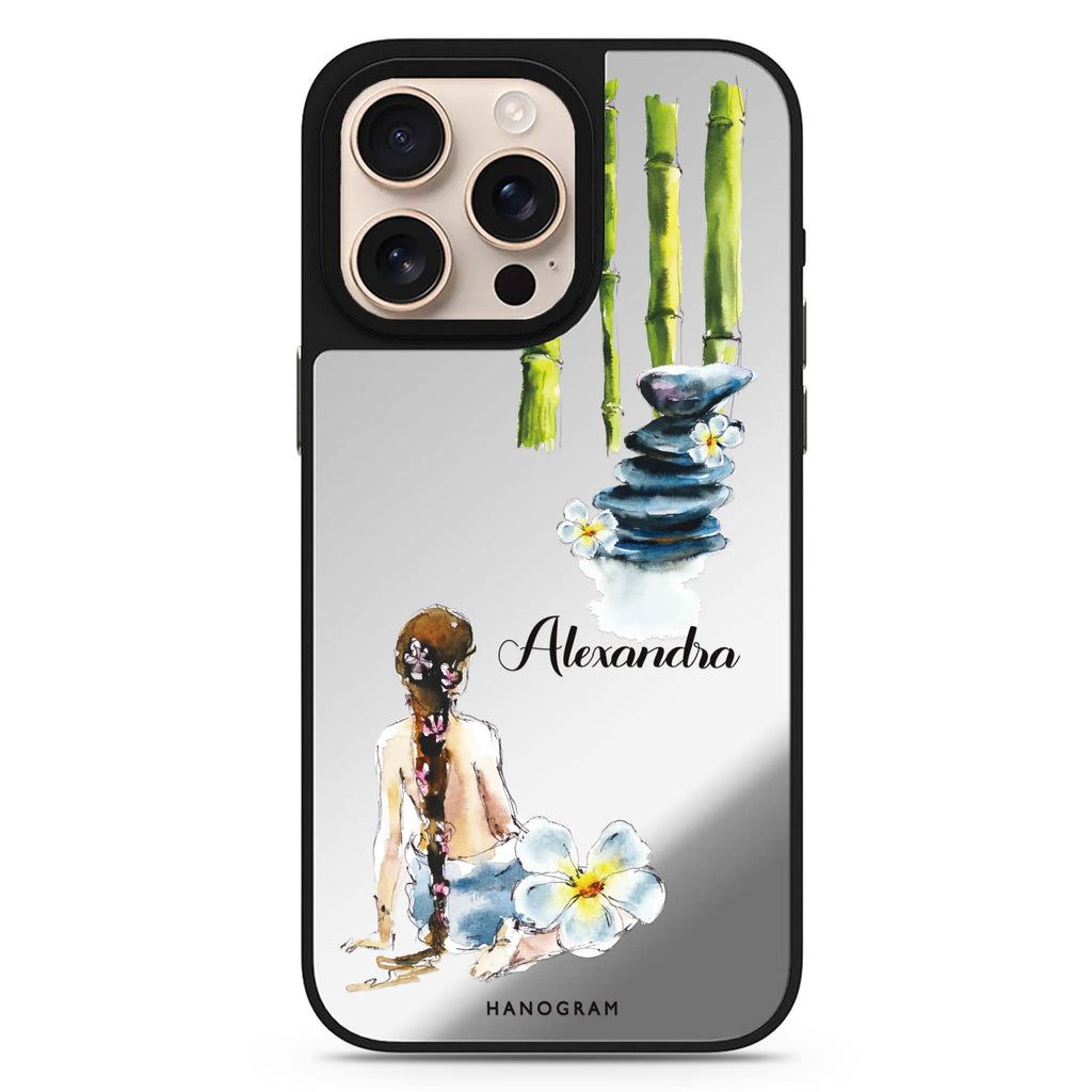 Zen personalized name sleek reflective design iPhone 16/15/14 Pro Max & Pro mirror case