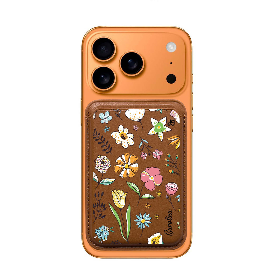 Spring Moment custom name MagSafe wallet for iPhone, personalized magnetic card holder, main view