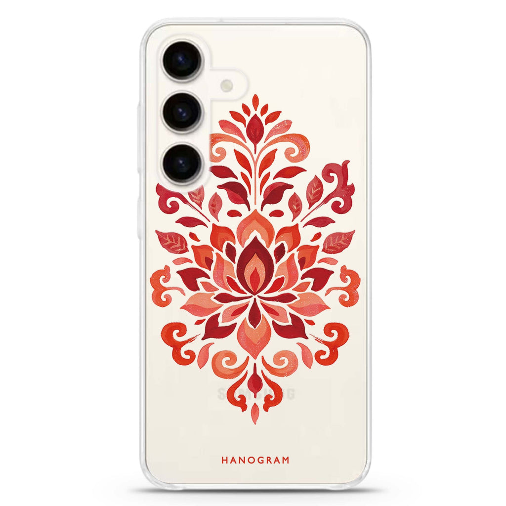 Vermilion Lotus Crest Samsung Galaxy Ultra Clear Case — front view