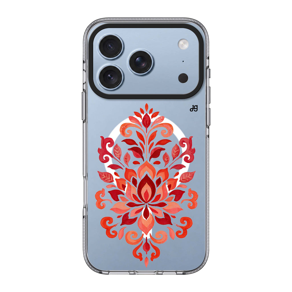 Vermilion Lotus Crest iPhone 18 Pro Max Ultra Clear Case - Image 1