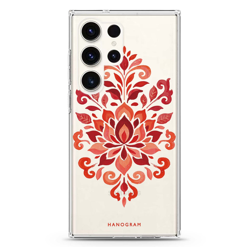 Vermilion Lotus Crest Samsung Galaxy Ultra Clear Case — front view