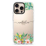 Floral Imagination custom name iPhone 16/15/14 Pro Max & Pro ultra clear case floral design, front product view