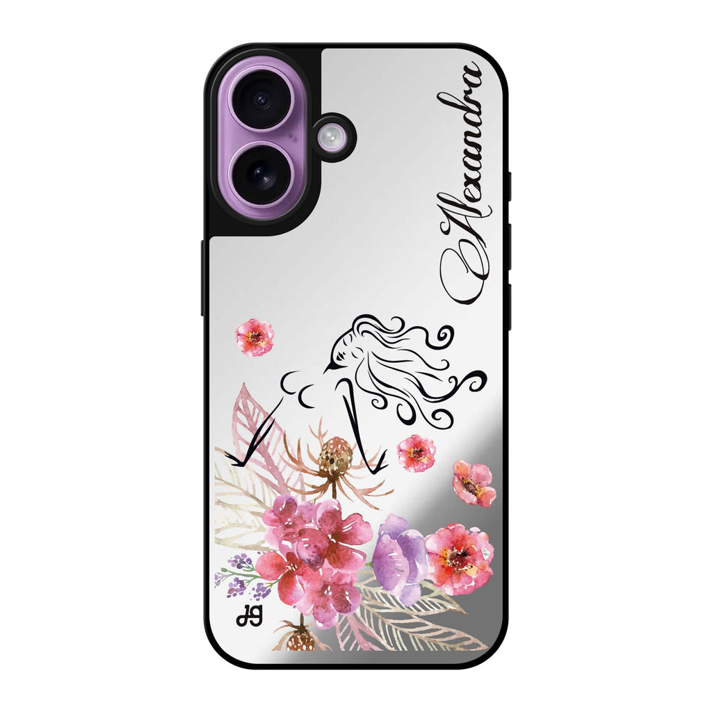 Reflective iPhone 16 Mirror Case –Floral Fairy I Design