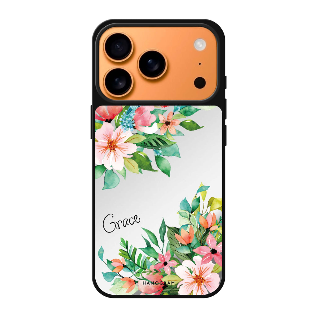 Flower Inspiration personalized name flower floral iPhone 17 Pro Max mirror case