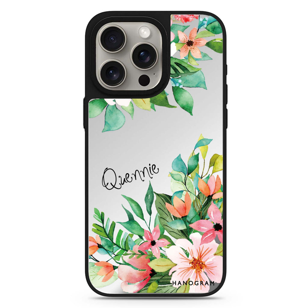 Flower Inspiration personalized name MagSafe mirror case for iPhone 16/15/14 Pro Max and Pro, main view