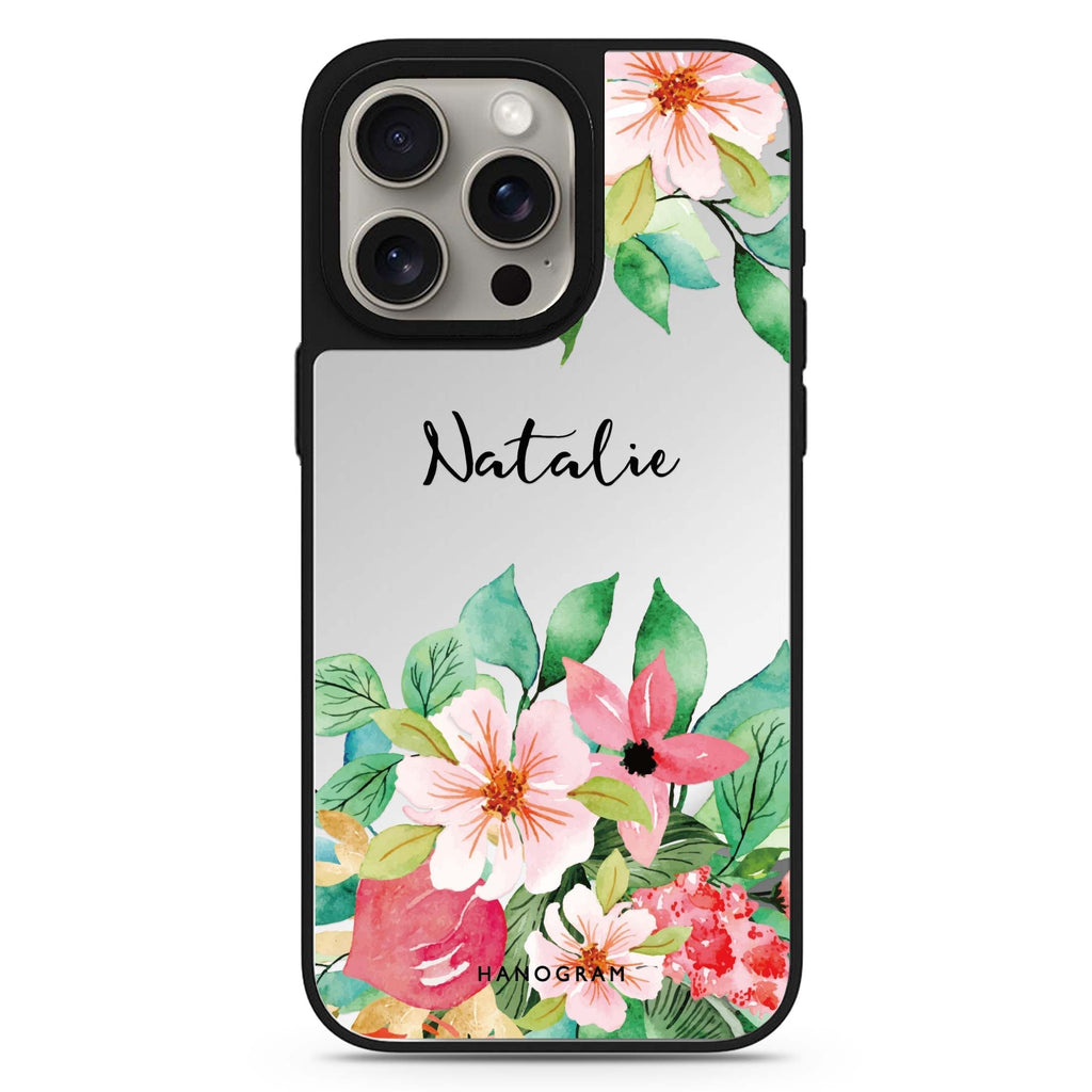 Floral Life personalized name MagSafe mirror case for iPhone 16/15/14 Pro Max and Pro, main view