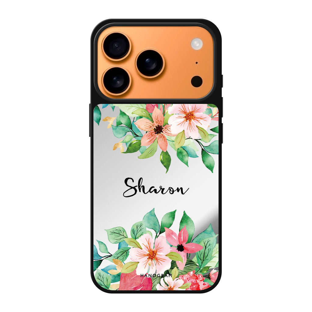 Floral Life personalized name spring flower floral iPhone 17 Pro Max mirror case